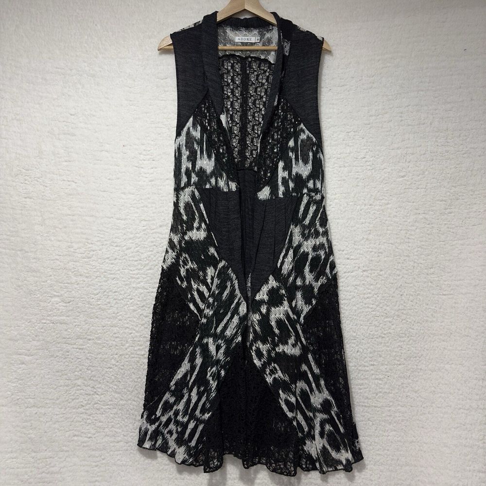 ADORE Women's Woven Lace Sleeveless Open Front‎ Kimono Whimsy Goth Fairy Size M